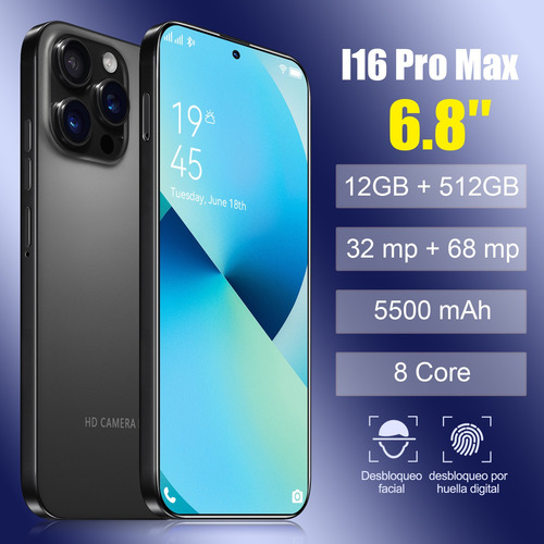 Dual Sim Android I16 Pro Max Desbloquea 512gb/12gb Ram 2025 Ultimas Ofertas Soporta 5g Wifi Android 14 Batería De Larga Duración Smartphone