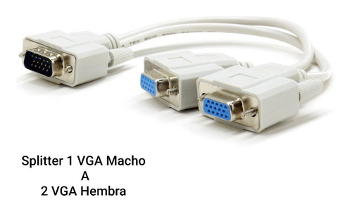 Cable Vga Splitter Tipo Y Para Clonar 2 Pantallas En 1 Pc