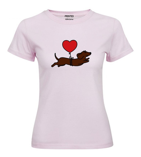 Polera Estampada Mujer Perrito Dachshund Globo