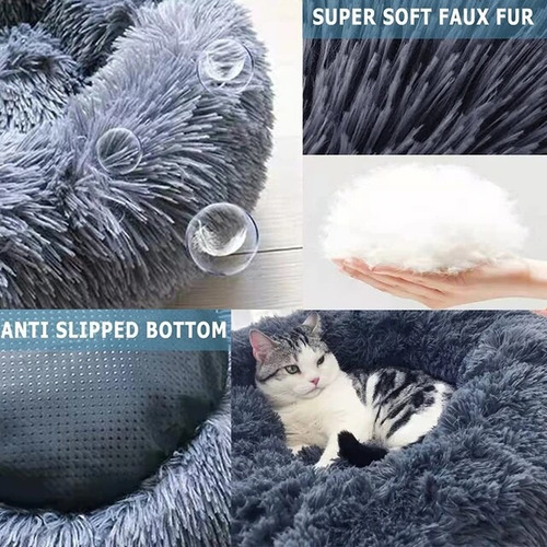 Cama Perro Mascota Antiestres Felpa 60 Cms Talla L