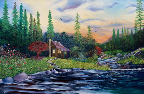 Epinta- Cuadro Al Óleo Sobre Lienzo. Paisaje, Mar,agua,60x90