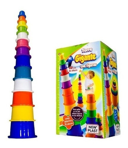 Torre Gigante Apilable Didactico 60 Cm Mi Cielo Azul