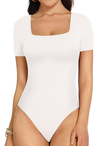 Body Mujer Sexy Casual Escote Frances Manga Corta Blanco 