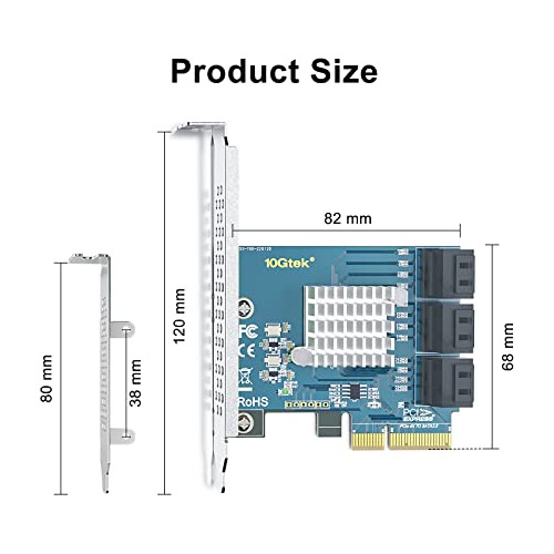 Tarjeta Controladora Sata 10gtek 6 Puertos 6gbps -negro