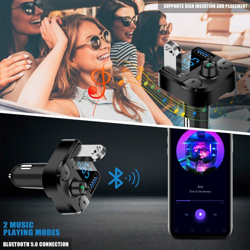 Imagen 6 de 7 de Transmisor Fm Bluetooth Transmisor De Coche-azul