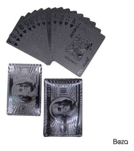 Baraja Negra Poker Black 100 Dolares Cartas