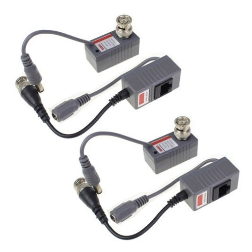 2 Pares Cat5e Cat6 Rj45 Conector Coaxial Cctv Bnc Poder Vide