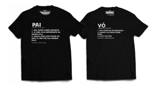 Imagem 1 de 1 de Kit 2 Camisetas Pai E Vô Dicionário Significado Presente