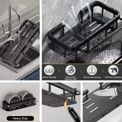 Organizador Extraible Cocina Inoxidab Utensilio Toalla Estan Color Negro