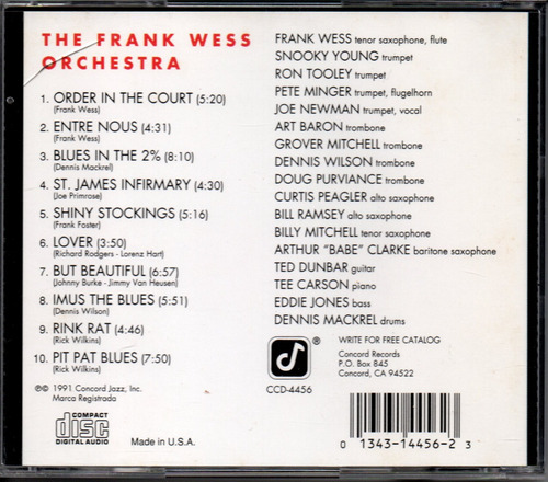 Cd Frank Wess Entre Nous Fujitisu Jazz Festival Japan '90 (Usado)