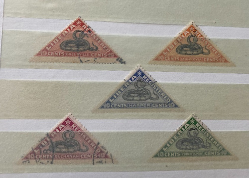 Estampillas Liberia 1921 - La Víbora De Gabón