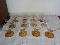 Comprar Antiguas 12 Copas Champagne Vidrio Labrado Transparent Ambar