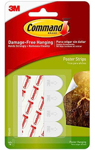 Comando Poster Hanging Strips, Blanco, 6-pack, 72 Tiras En T