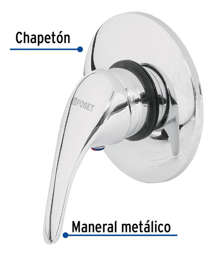 Monomando Para Regadera, Aqua Foset Aqm-71 Acabado Cromado Color Plateado