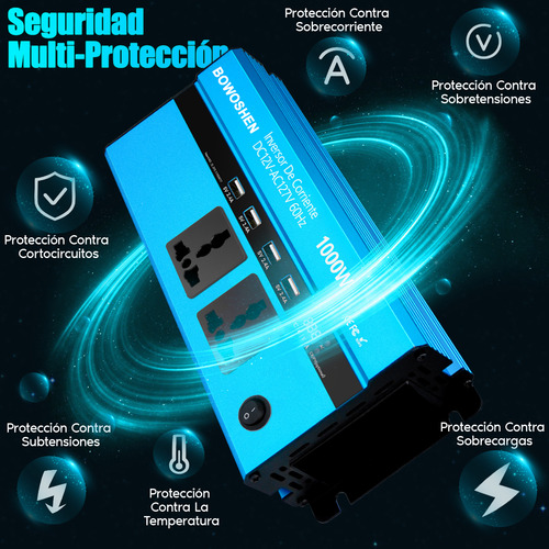 Inversor Corriente Potencia Para Coche 1000w Con Encendedor BOWOSHEN
