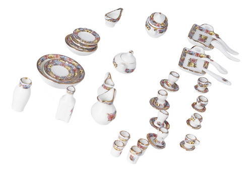 Juego De Juguetes De Porcelana Para Fiesta De Té, 1:12, Simu