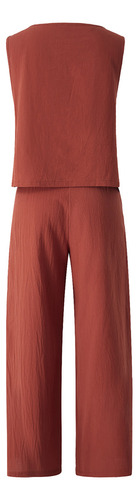 Conjunto De Pantalones De Mujer Con Cuello Redondo, Cierre D