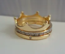 Comprar Anel Folheado A Ouro Corôa E Aparadores Kit 3 Anéis Folheado A Ouro 18k E A Ouro Branco 