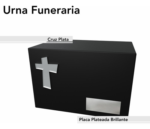 Urna Funeraria Mdf Negro Cruz Y Placa Aluminio Art20504