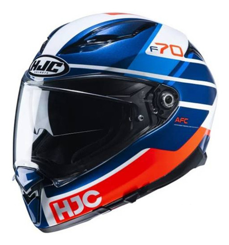 Capacete Hjc F70 Tino Azul Branco E Laranja 59