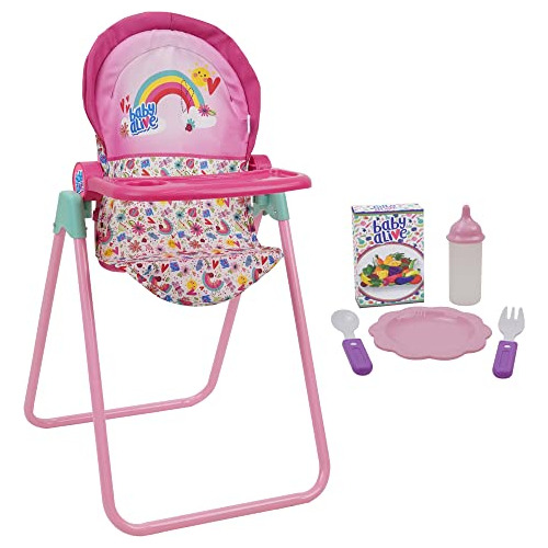 Baby Alive 509 Crew Doll High Chair Set - Pink & Rainbow - 6