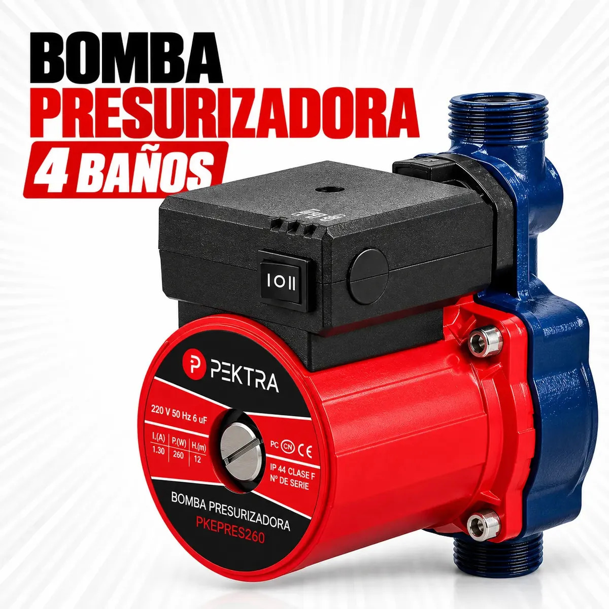 Bomba Presurizadora Elevadora Presión 4 Baños Duchas 10 Bar