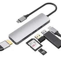 Comprar Hub Adaptador Tipo C 6 En 1 Usb 3.0 Hub Con Hdmi Y Sd\u002Fpd