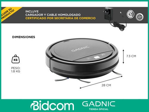 Aspiradora Robot Gadnic Sensor Anti Caída 2 Modos Limpieza