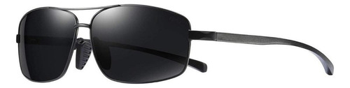 Óculos de sol polarizados Veithdia Óculos de Sol 2458 One size, design Social, cor preto armação de alumínio cor preto, lente preto de policarbonato uv, haste preto de alumínio com cordão preto