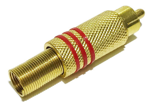 Imagem 3 de 4 de 50 Conector Rca Plug Tipo Macho Dourado Com Mola Metal 50und