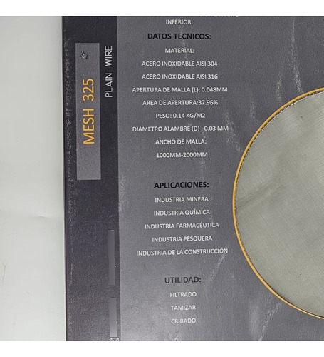 Mallas De Acero Inoxidable Mesh 325