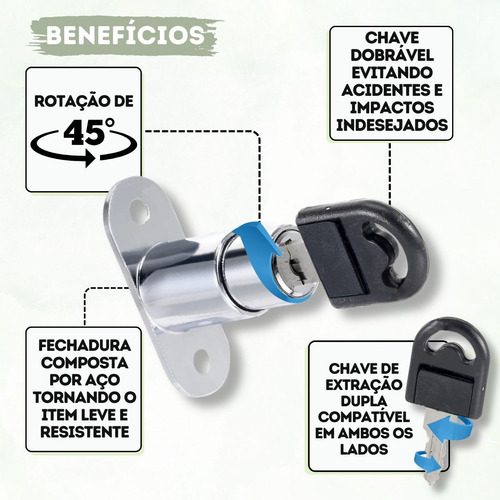 Kit 2 Fechadura Pressão 22mm Tranca Pino Avanço Porta Correr