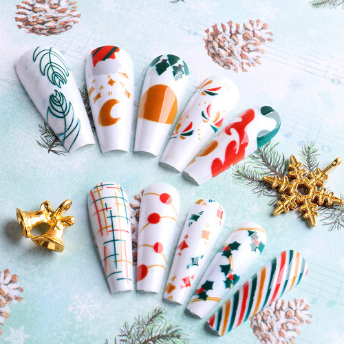 Uñas Postizas, Uñas Press On, 24 Unidades, Christmas Nails