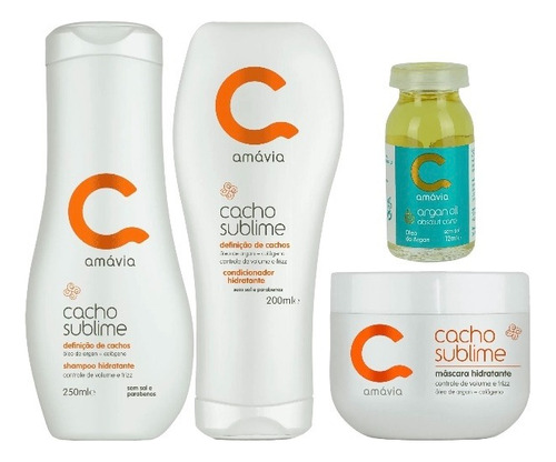 Kit Cacho Sublime (shampoo/cond./máscara/argan) Amávia
