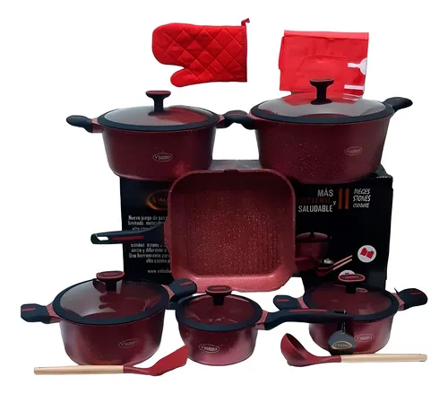 comprar Ollas Valeska Super Resistentes 11 Pcs Con Sarten Cuadrada