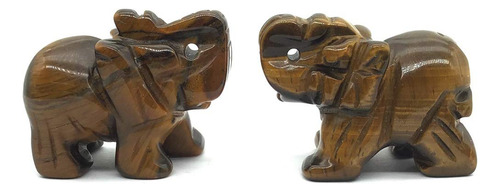 Eden 's Call 2 Figuras De Elefante De Cristal De Ojo De Tigr