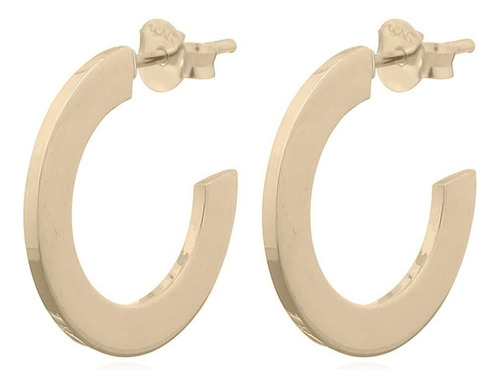 Aros Semi Argolla Corte Cuadrado, Plata 925, Baño Oro 18 K