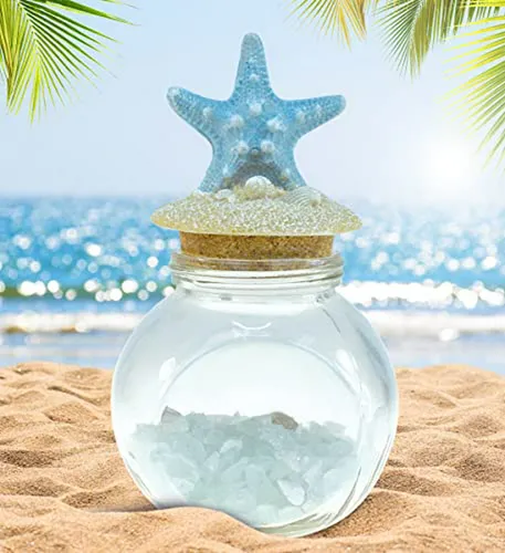 Frasco De Vidrio Náutico Con Estrella De Mar - Decoración Pa