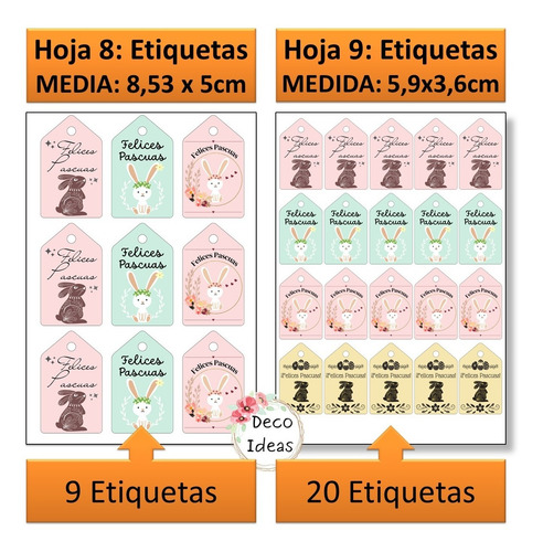 Imagen 4 de 6 de Kit Imprimible 005 Felices Pascuas Tags Etiquetas Stikers