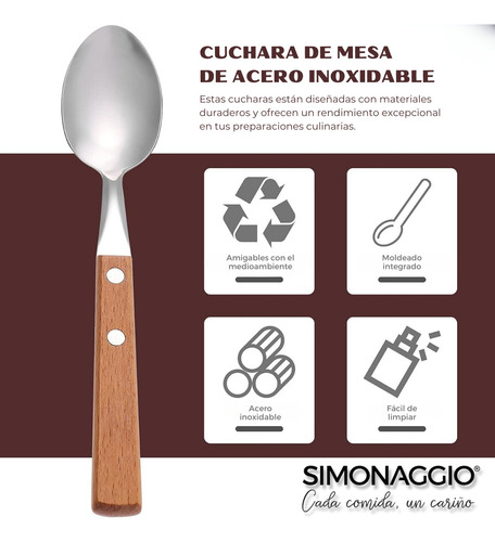 Cucharita De Te X6 Mango Madera Cucina Mia Simonaggio