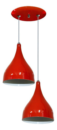 Lustre Duplo Colorido Modelo Funil - Para Mesa De Jantar Cor Vermelho Voltagem 110v/220v