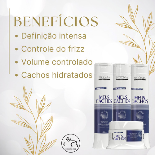 Kit Capilar Meus Cachos Hidratação Begônia 400ml Com Escova