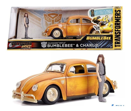 Jada 1/24 Volkswagen Vocho Bumblebee & Charlie Transformers Color Naranja