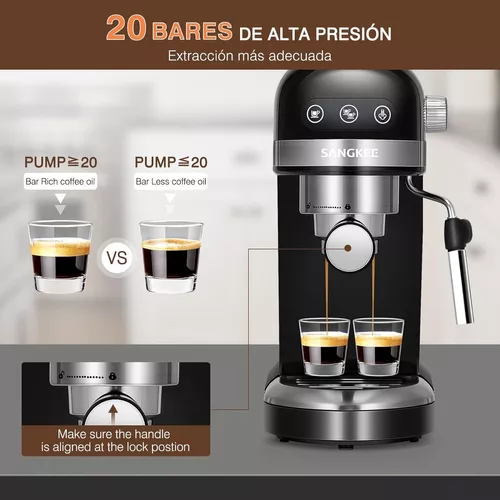 Mecity Máquina de café expreso de 20 bar con espumador de leche, carcasa de  acero inoxidable cepillado, depósito de agua de 37 onzas líquidas