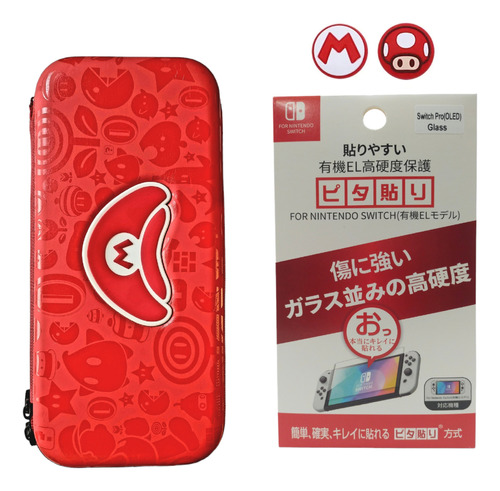 Estuche Funda Nintendo Switch/oled Edición Mario+vidrio+grip