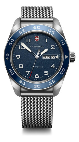 Victorinox, Reloj, Swiss Army Quartz, 42 Mm, Plata Plateado Plata Azul Marino