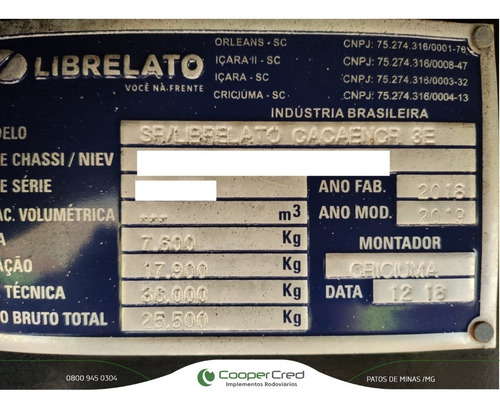 Imagem 11 de 15 de Carreta Ls Graneleiro Librelato 2018/2019 Media 12,40x1,80