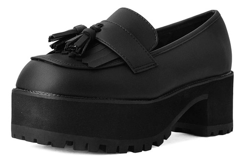 Zapatos Mocasines Loafers Plataforma Negros A9938l Tuk Egirl