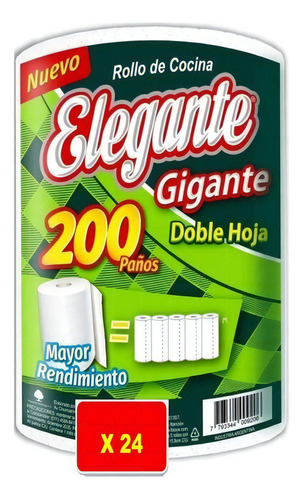 Rollo De Cocina Elegante Gigante 200 Paños X 24u Mega Bolsón