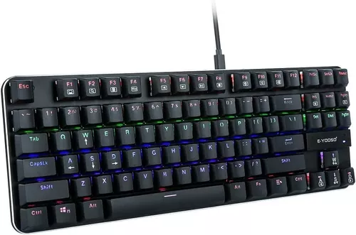  TECURS Teclado mecánico para juegos con cable LED 5 teclas  macro 87 teclas, teclado compacto mecánico TKL Gamer teclado con  interruptor rojo para PC, computadora portátil, Xbox PS4 PS5 : Videojuegos